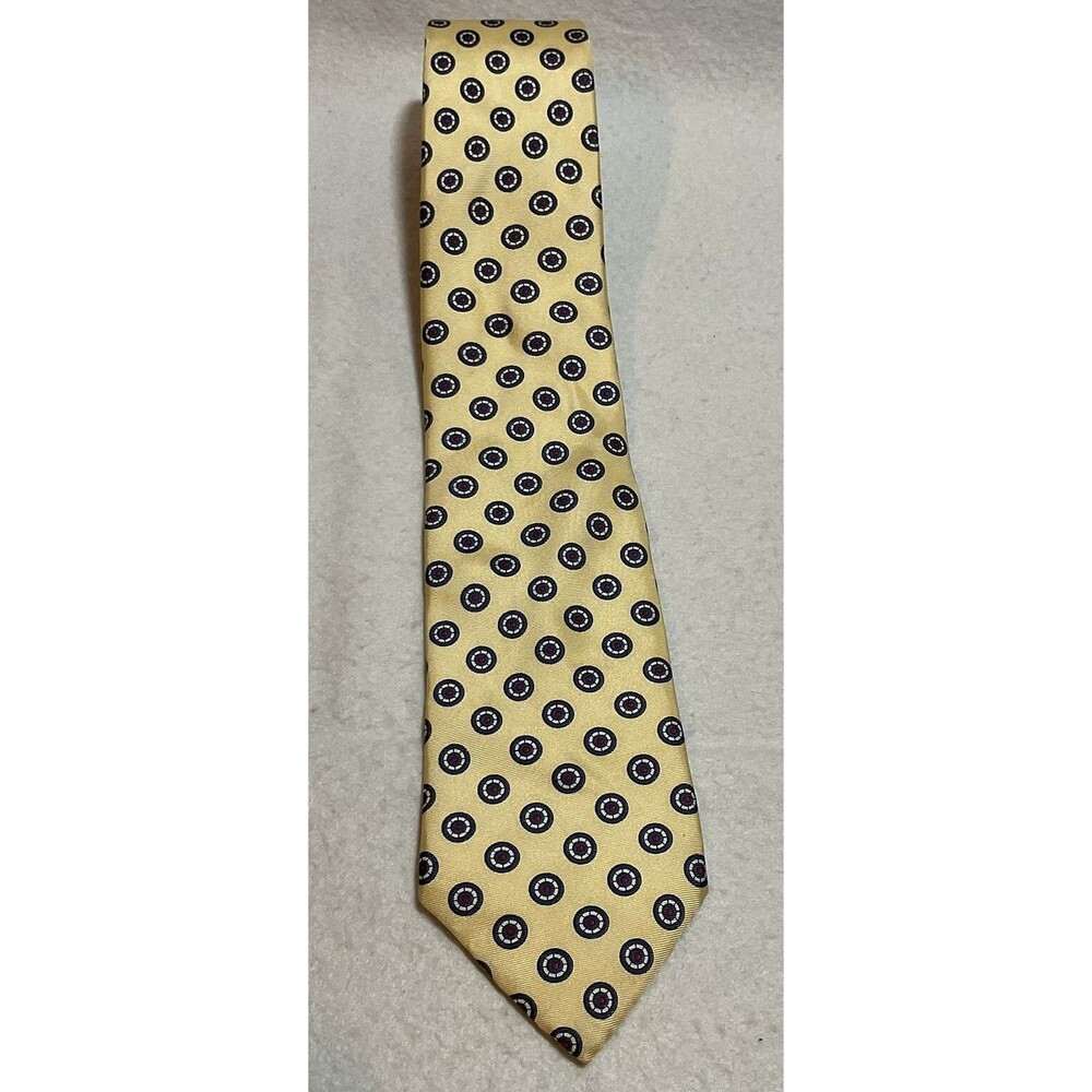 Gant Men’s Yellow And Blue Silk Tie Geometric Pattern